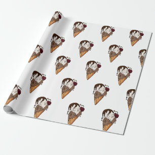 Papel De Presente Sorvete Crânio Clássico Mortal
