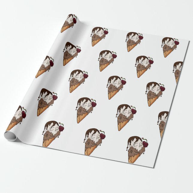 Papel De Presente Sorvete Crânio Clássico Mortal (Desenrolado)