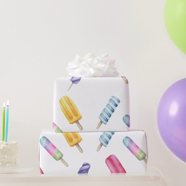 Papel De Presente Sorvete de Picolé para aniversário (Presentes para festas)