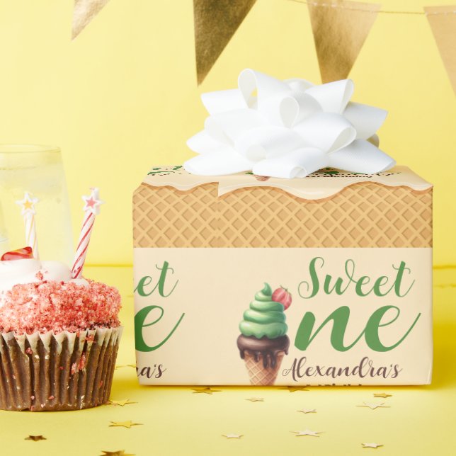 Papel De Presente Sorvete Doce Um Primeiro Aniversário (Festa de aniversário)