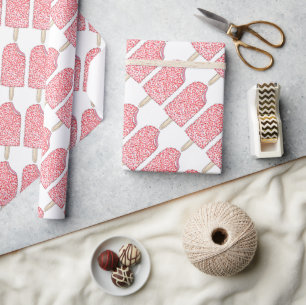 Papel De Presente Sorvete Eclair De Morango Rosa Picolly