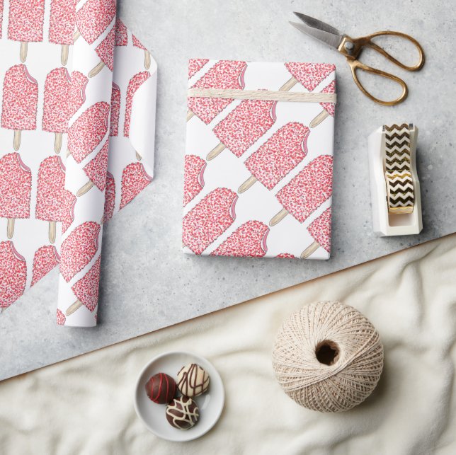Papel De Presente Sorvete Eclair De Morango Rosa Picolly (Artesanato)