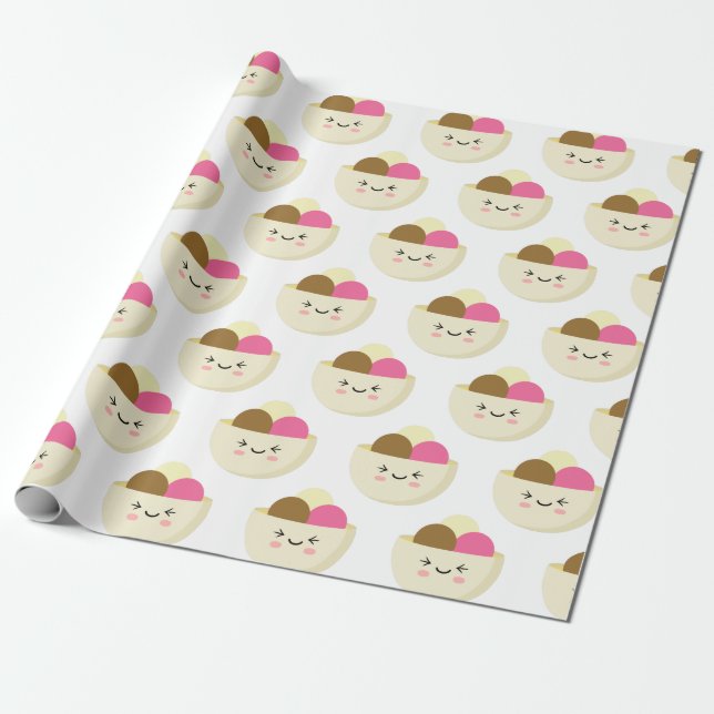 Papel De Presente Sorvete Kawaii (Desenrolado)