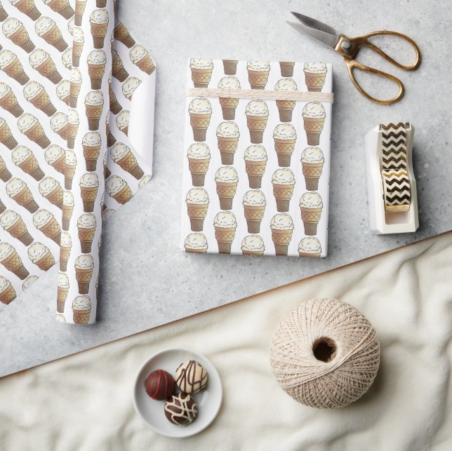 Papel De Presente Sorvete Vanilla Scoop Cone Dessert (Artesanato)