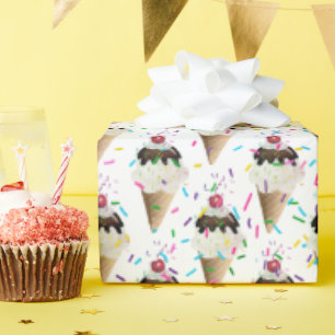 Papel De Presente sorvetes Cones E Sprinkles