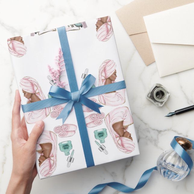 Papel De Presente Spa Birthday Sleepover Pamper Festa de aniversário (Presentear)