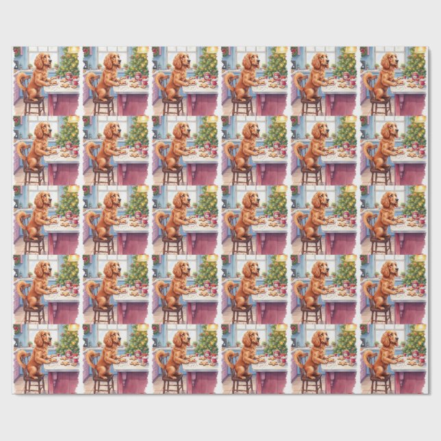 Papel De Presente Spaniel Cocker Fofo de Natal Assando Biscoitos (Aberto)