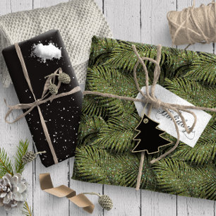 Papel De Presente Sparkling Palm Leaves Pattern Green ID831