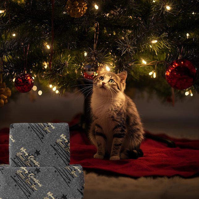 Papel De Presente Sparkly Black Wrapping Paper (Criador carregado)