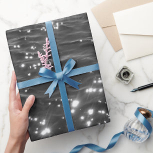 Papel De Presente Sparkly Deep Sea Ocean Waves Black White