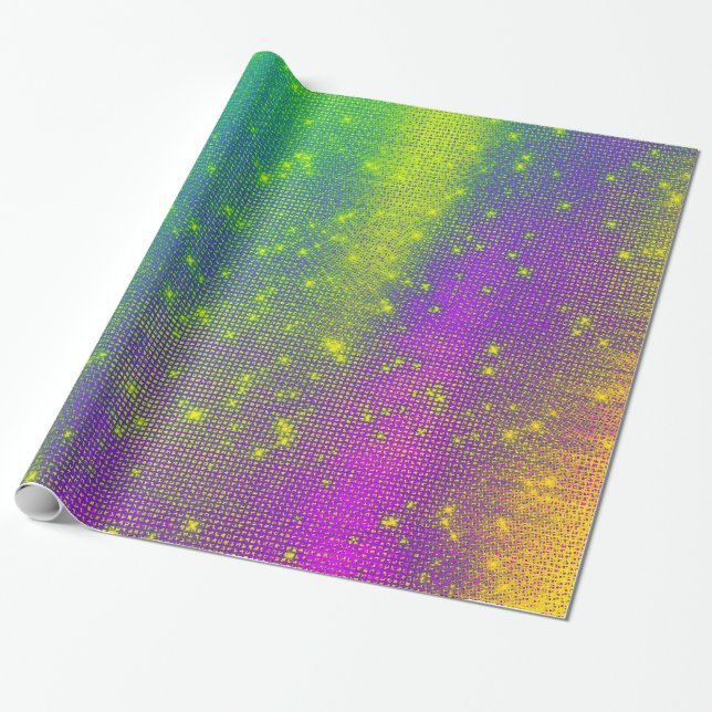 Papel De Presente Sparkly Miami Bright Sequin Bamboo Purple (Desenrolado)