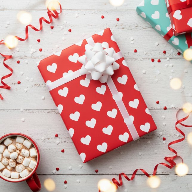 Papel De Presente Special Occasion Red And White Heart Patterned (Special Occasion Red And White Heart Patterned Wrapping Paper
)