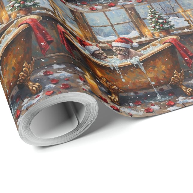 Papel De Presente Sphynx Cat Christmas Luxury Bath Holiday (Ponta do rolo)