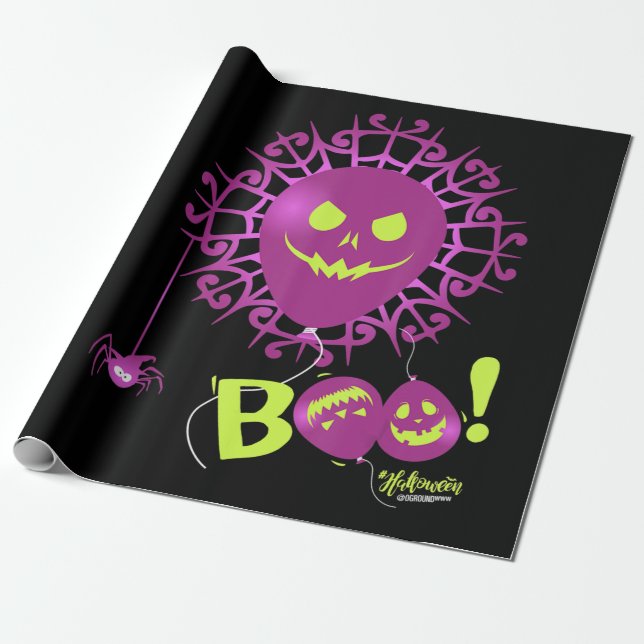 Papel De Presente Spider Gift Boo Ghost Bats Spider Halloween (Desenrolado)