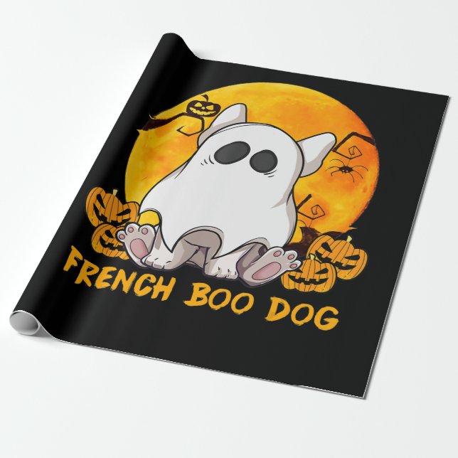 Papel De Presente Spider Gift|Bulldog Francês Com Pumpkin Spider (Desenrolado)