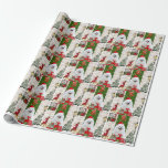 Papel De Presente Spitz Dog Christmas<br><div class="desc">O Natal do Cachorro Spitz sentando do lado de fora da casa decorada com coroa de Natal,  a árvore de Natal é uma ideia perfeita de presente de Natal para amantes de cães.</div>