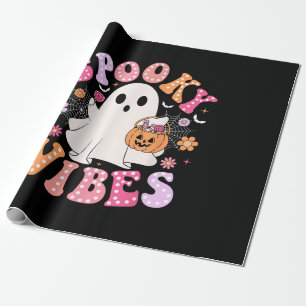 Papel De Presente Spookes Vibes Ghost Retro Groovy Halloween