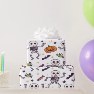 Papel De Presente Spookey Skeleton Vibes para o Dia das Bruxas