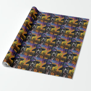 Papel De Presente Spooky American Staffordshire Halloween Pumpkin