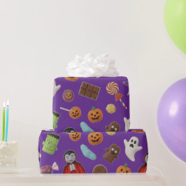 Papel De Presente Spooky Candy Monsters Halloween