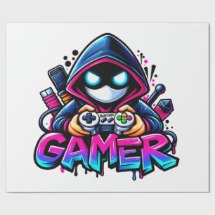 Papel De Presente Spooky Gaming – Controle Fantasma do Gamer de Hall