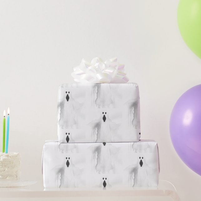 Papel De Presente Spooky Ghost (Presentes para festas)