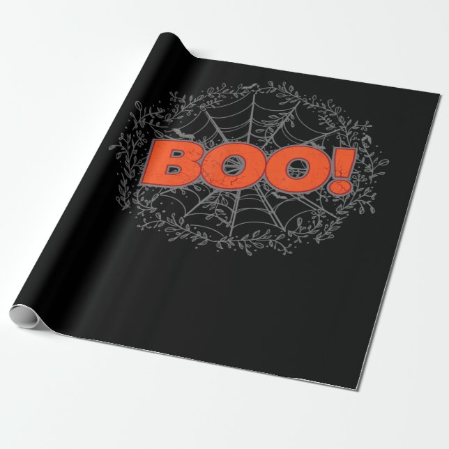 Papel De Presente Spooky Halloween Spider Web Boo Idea (Desenrolado)