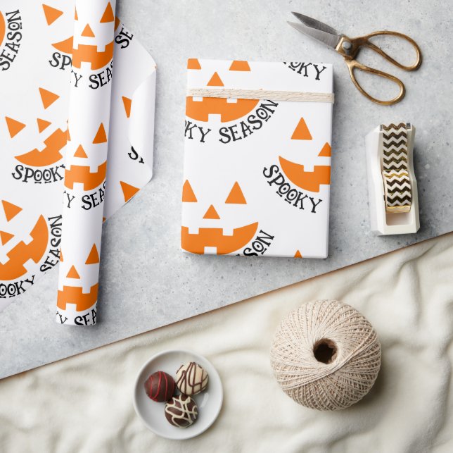 Papel De Presente Spooky Season e Jack O Lantern Halloween (Artesanato)
