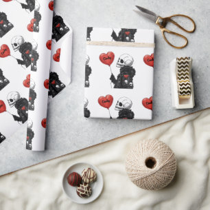 Papel De Presente Spooky Sweetheart - Crânio Personalizável com Balã