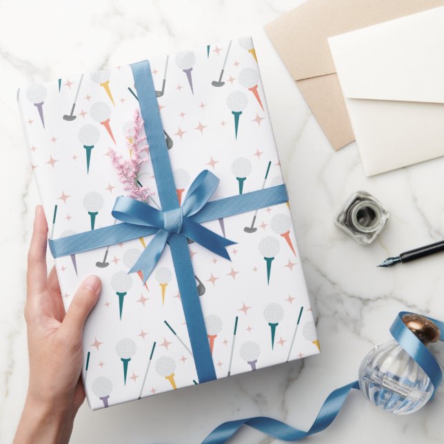 Papel De Presente Sporty Charm Golf Themed Birthday Fun Playful (Presentear)