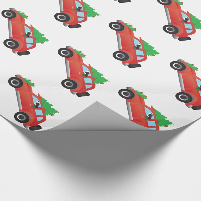 Papel De Presente Springer Spaniel Motorcar com Árvore de Natal (Ponta)