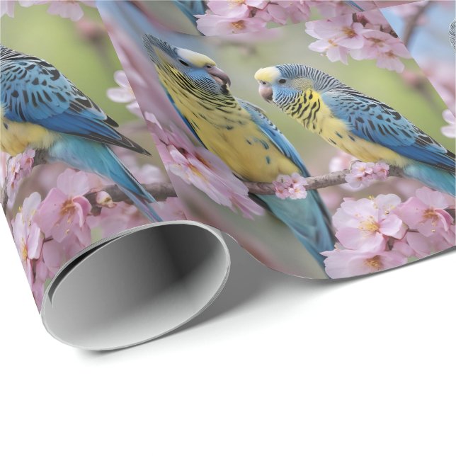 Papel De Presente Springtime Harmony: Orçamentos Azuis e Amarelos (Ponta do rolo)
