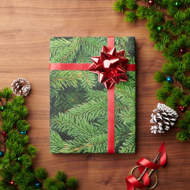 Papel De Presente Spruce, Pine Boughs Fundo (Presente de Natal)