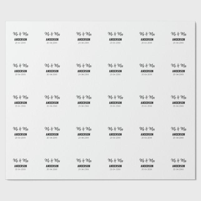 Papel De Presente Sr e Sra adicionam data do ano do nome da família  (Aberto)