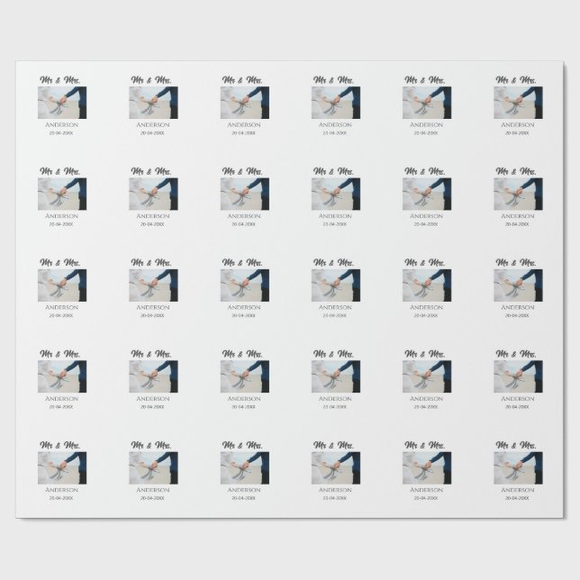 Papel De Presente Sr e Sra adicionam o nome da família data ano favo (Aberto)