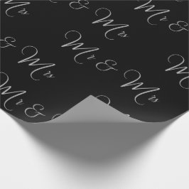 Papel De Presente Sr. e Sra. Script Black White Chic Gift