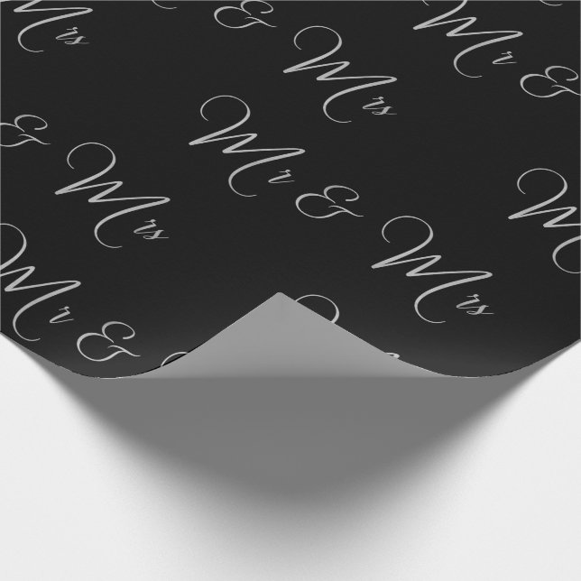 Papel De Presente Sr. e Sra. Script Black White Chic Gift  (Ponta)