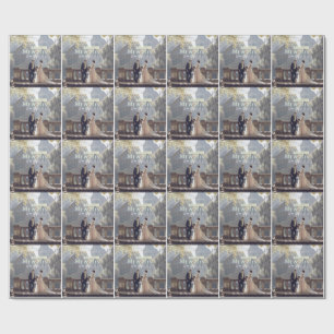 Papel De Presente Sr & Sra adicionar nome da família foto data casam
