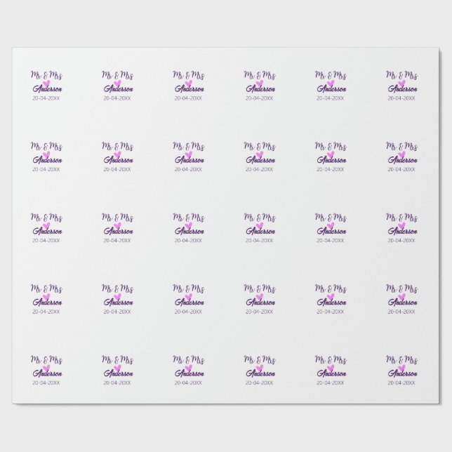 Papel De Presente Sr & Sra adicionar sobrenome data ano lembrança de (Aberto)