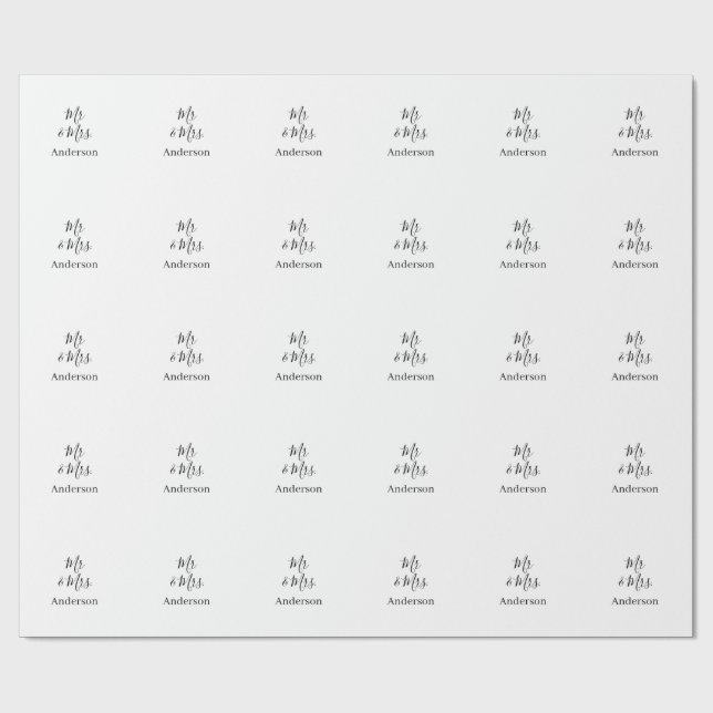 Papel De Presente Sr & Sra adicionar sobrenome data ano lembrancinha (Aberto)