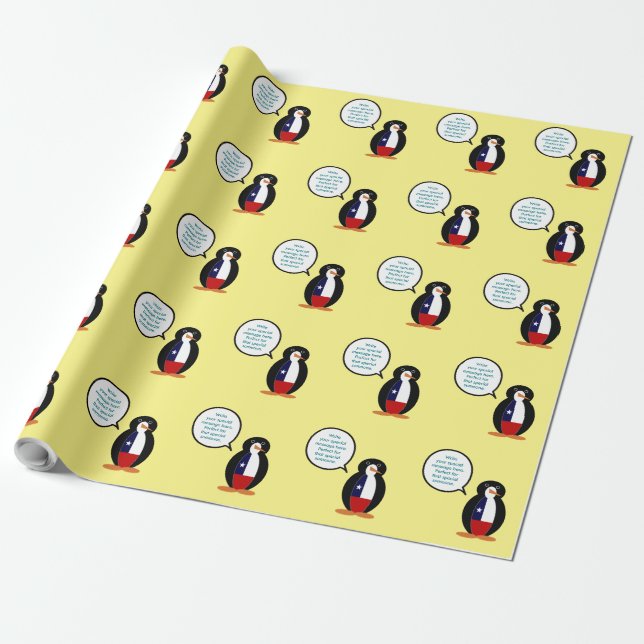 Papel De Presente Sra. Pinguim Falante Chilena Personalizada (Desenrolado)