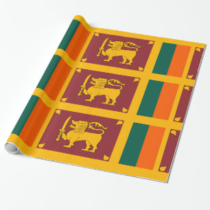 Papel De Presente Sri Lanka Dourado Laranja Verde