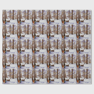 Papel De Presente St. Moritz Vintage Skiers Elegância Alpina Arte