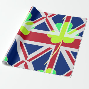 Papel De Presente St. Patrick's Day Irish Shamrock Clover UK Flag