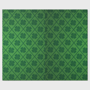 Papel De Presente St Patricks Lucky Quatro Padrões de Pano Verde Fol