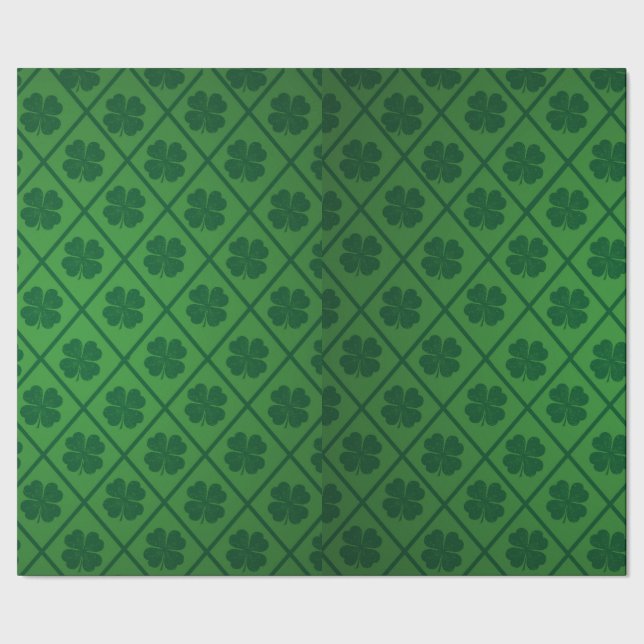 Papel De Presente St Patricks Lucky Quatro Padrões de Pano Verde Fol (Barra)