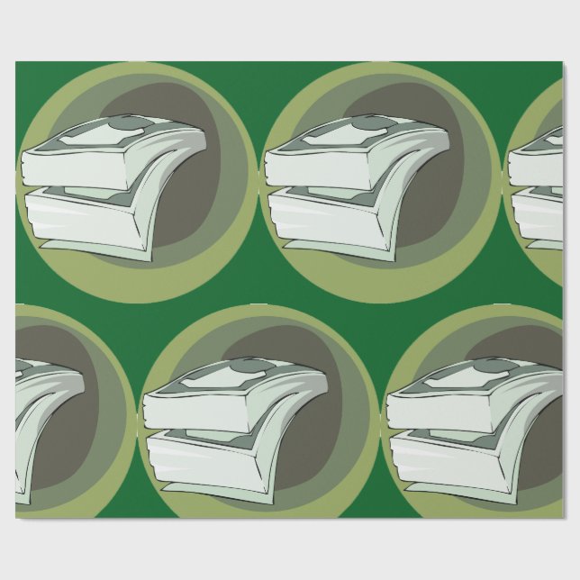 Papel De Presente Stack of Money Cash Green Backs (Aberto)