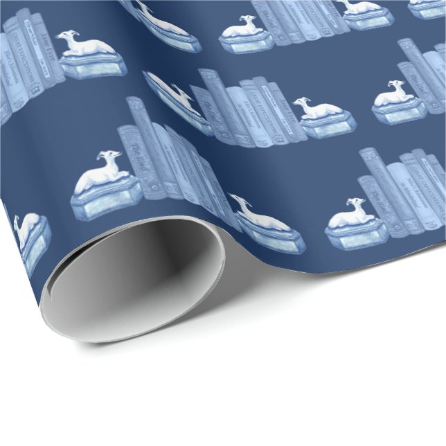 Papel De Presente Staffordshire Greyhounds and Books Wrapping Paper (Ponta do rolo)