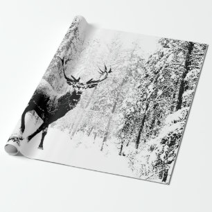 Papel De Presente Stag Deer Winter Forest Willife Animal Nature Art