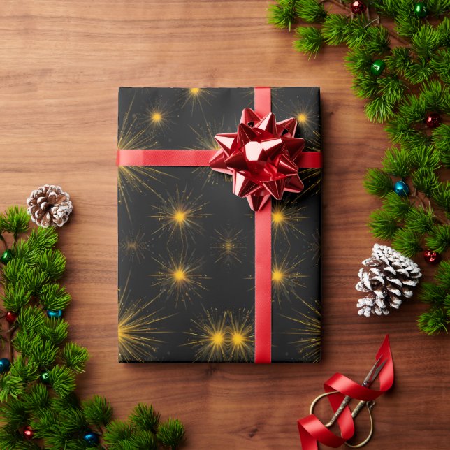 Papel De Presente Starburst Amarelo (Presente de Natal)